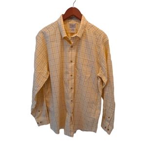 Mens LL Bean Yellow Button Down Long Sleeve Shirt Size L